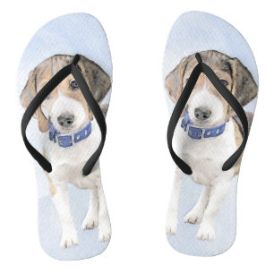 Beagle Painting - Cute Original Dog Art Jandals