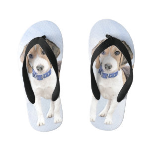 Beagle Painting - Cute Original Dog Art Kid's Jandals