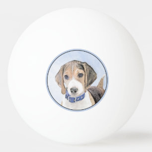 Beagle Painting - Cute Original Dog Art Ping Pong Ball