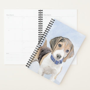 Beagle Painting - Cute Original Dog Art Planner