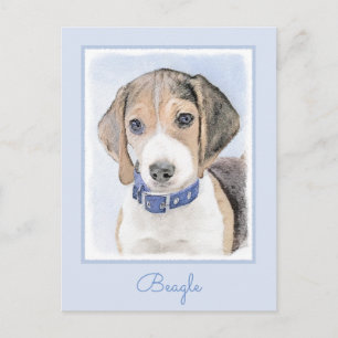 Beagle Painting - Cute Original Dog Art Postcard