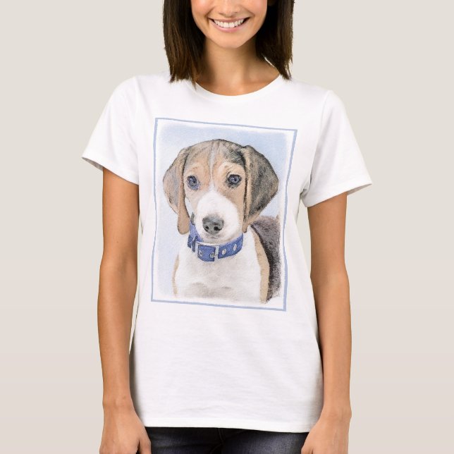 Beagle Painting - Cute Original Dog Art T-Shirt (Front)