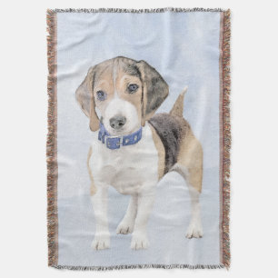 Beagle Painting - Cute Original Dog Art Throw Blanket