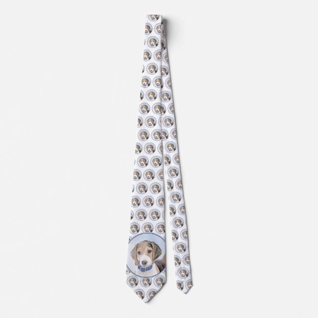 Beagle Painting - Cute Original Dog Art Tie (Front)