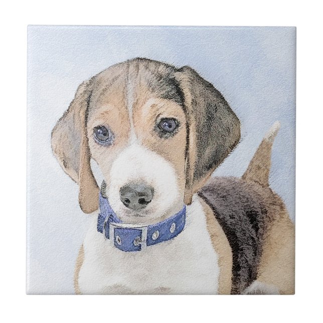 Beagle Painting - Cute Original Dog Art Tile (Front)