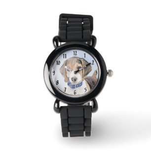 Beagle Painting - Cute Original Dog Art Watch