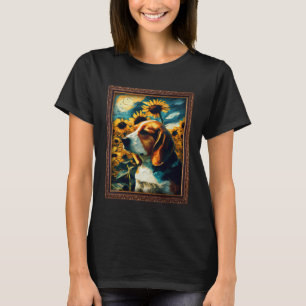 Beagle Painting Sunflower Flower Mom Women Floral  T-Shirt