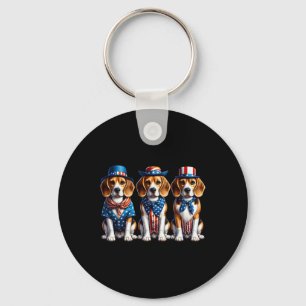 Beagle Patriotic 4th Of July Usa Flag America Pupp Key Ring