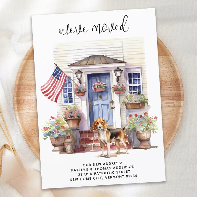 Beagle Patriotic Personalised Pet Dog Moving Announcement (Creator Uploaded)