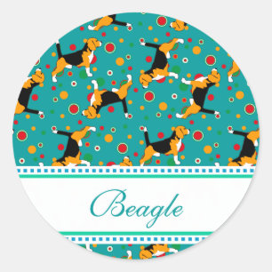 Beagle Pattern Classic Round Sticker