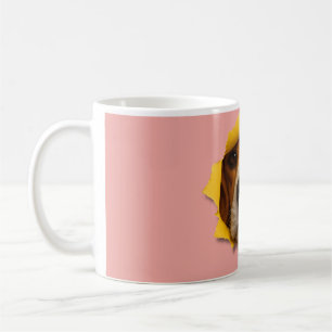 Beagle Peeking Through Paper Coffee Mug
