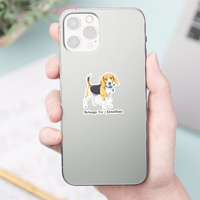 Beagle Personalised Custom Cut Sticker (Phone)
