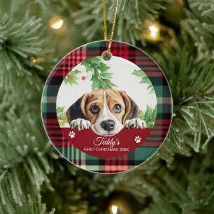 Beagle Personalised First Christmas Ceramic Tree Decoration