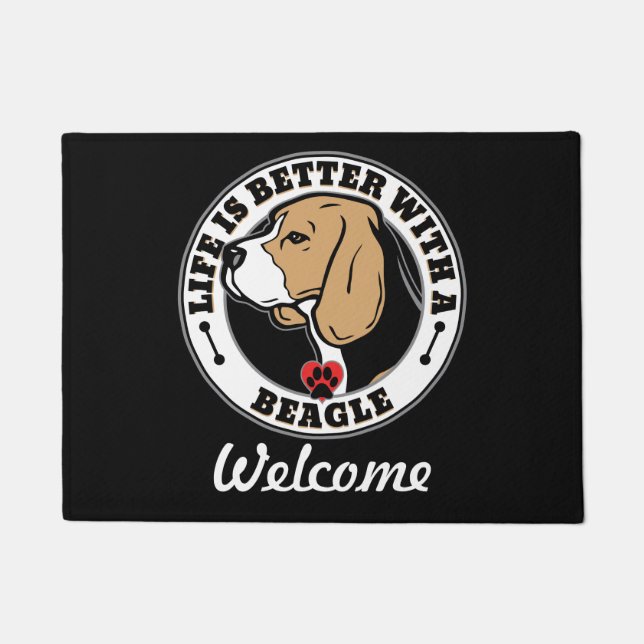 Beagle - Personalised Life Is Better With A Beagle Doormat (Front)