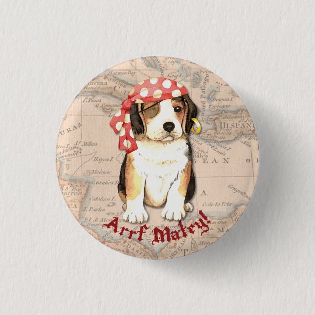 Beagle Pirate 3 Cm Round Badge (Front)