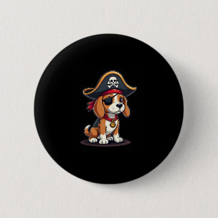 Beagle Pirate Costume Jolly Roger Flag Skull Cross 6 Cm Round Badge