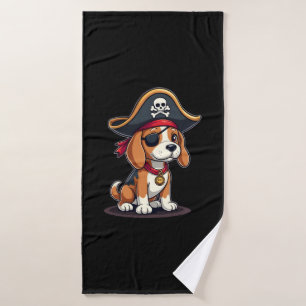 Beagle Pirate Costume Jolly Roger Flag Skull Cross Bath Towel