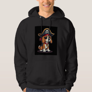 Beagle Pirate Costume Jolly Roger Flag Skull Cross Hoodie
