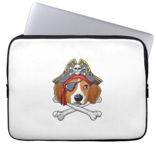 Beagle Pirate Costume Jolly Roger Flag Skull Cross Laptop Sleeve