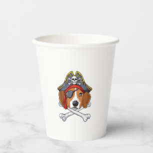 Beagle Pirate Costume Jolly Roger Flag Skull Cross Paper Cups
