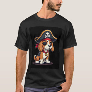 Beagle Pirate Costume Jolly Roger Flag Skull Cross T-Shirt