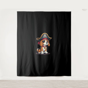 Beagle Pirate Costume Jolly Roger Flag Skull Cross Tapestry