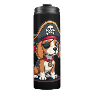 Beagle Pirate Costume Jolly Roger Flag Skull Cross Thermal Tumbler