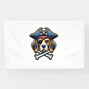 Beagle Pirate Costume Skull Crossbones Dog Lovers Banner