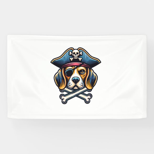 Beagle Pirate Costume Skull Crossbones Dog Lovers  Banner (Horizontal)