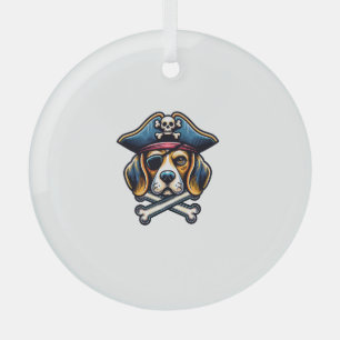 Beagle Pirate Costume Skull Crossbones Dog Lovers  Glass Tree Decoration