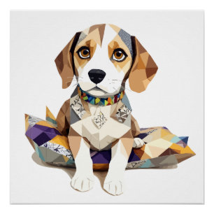 Beagle Playful Adorable Cut Animal Colourful Funny Poster