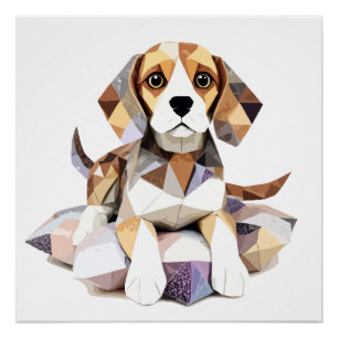 Beagle Playful Adorable Cut Animal Colourful Funny Poster