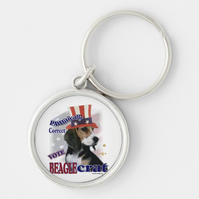 Beagle Political Humour Key Ring (Front)