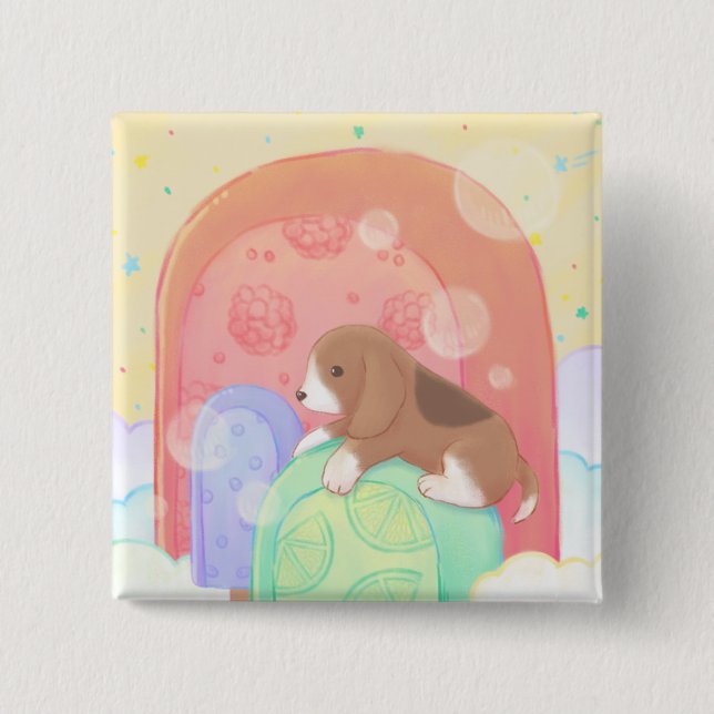 Beagle & Popsicles 15 Cm Square Badge (Front)