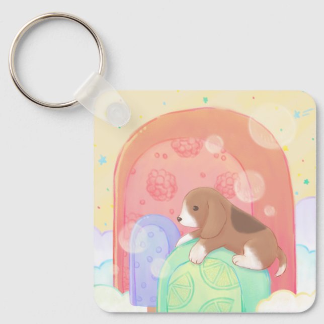 Beagle & Popsicles Key Ring (Front)