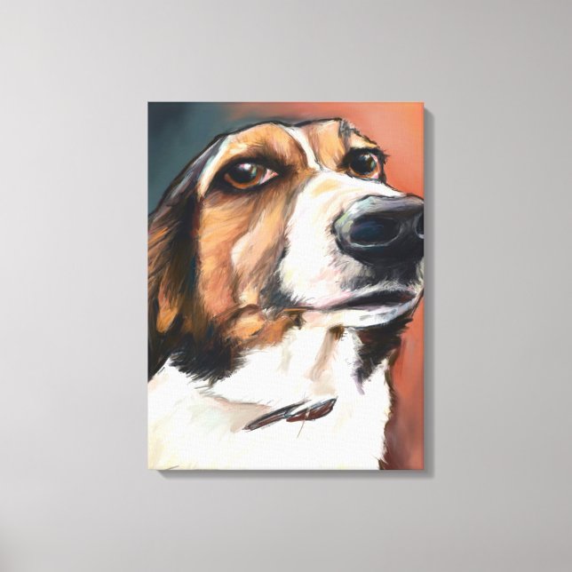 Beagle Portrait | Coloured Pencil Drawing Canvas Print (Front)