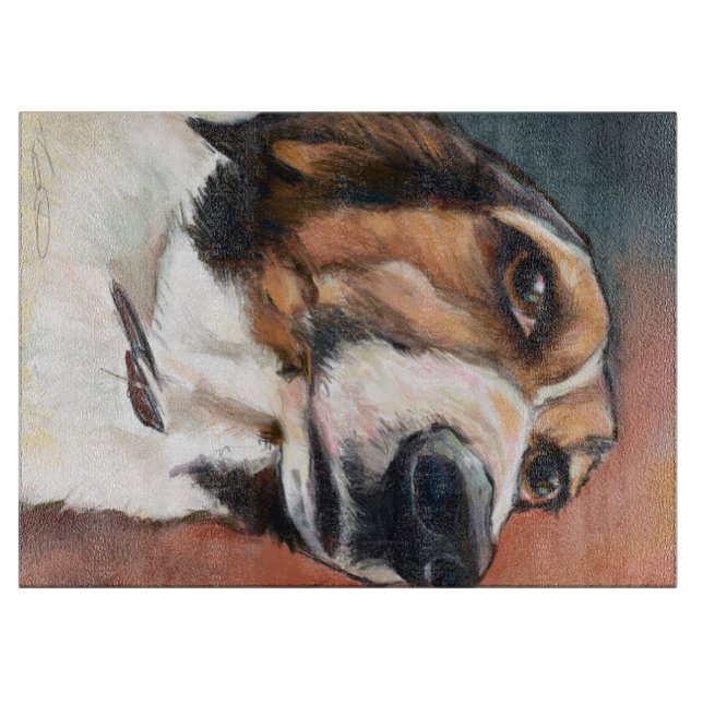 Beagle Portrait | Coloured Pencil Drawing Cutting Board (Front)