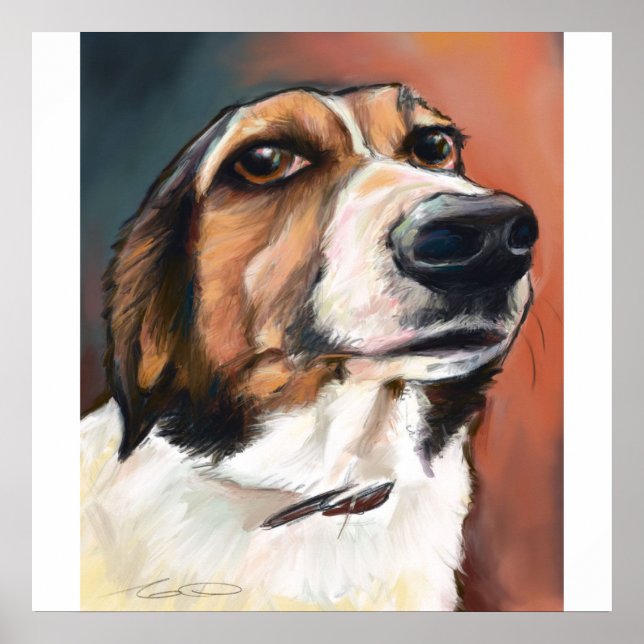 Beagle Portrait | Coloured Pencil Drawing Poster (Front)