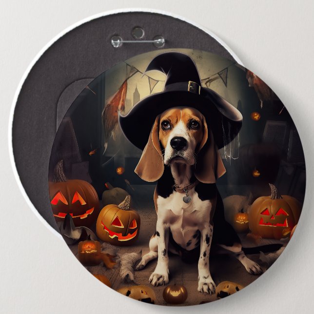 Beagle Pumpkins Halloween Scary 6 Cm Round Badge (Front & Back)