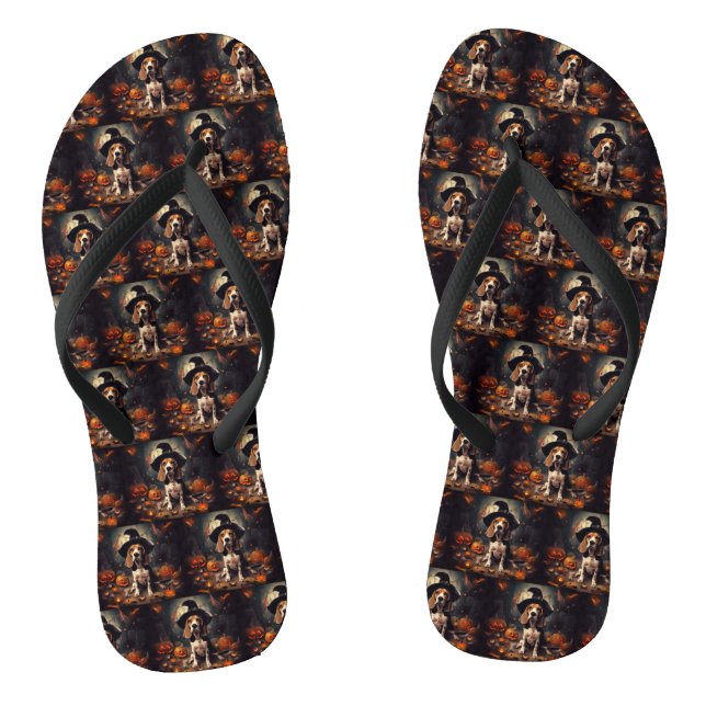 Beagle Pumpkins Halloween Scary Jandals (Footbed)