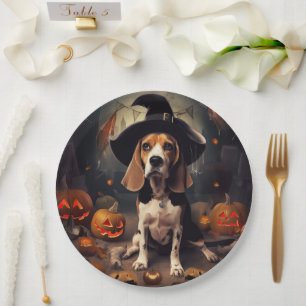 Beagle Pumpkins Halloween Scary Paper Plate