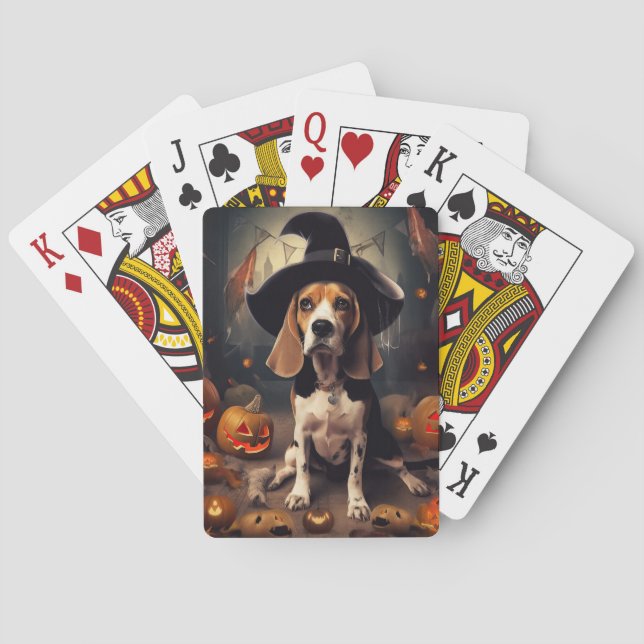 Beagle Pumpkins Halloween Scary Playing Cards (Back)