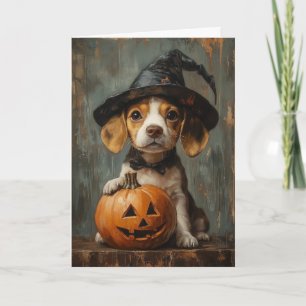 Beagle Pup Witch Halloween Holiday Card