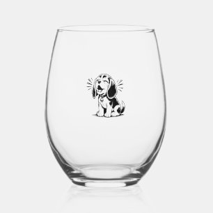 Beagle puppy adorable, family Animal lover Stemless Wine Glass