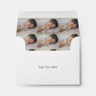 beagle puppy and child realist portrait painting envelopes