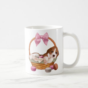 Beagle puppy and macaroons coffee mug