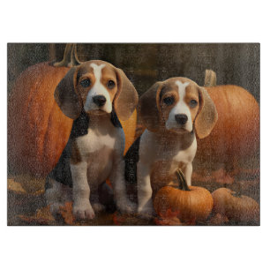 Beagle Puppy Autumn Delight Pumpkin Cutting Board