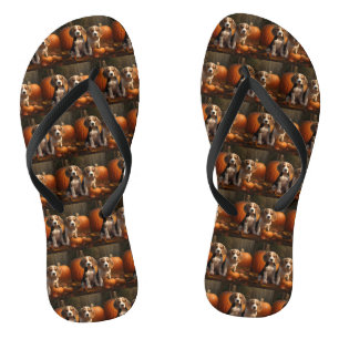 Beagle Puppy Autumn Delight Pumpkin  Jandals