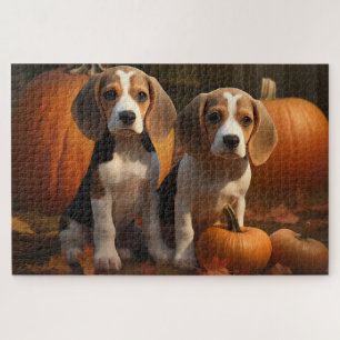 Beagle Puppy Autumn Delight Pumpkin  Jigsaw Puzzle