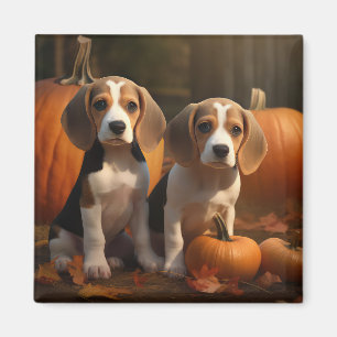 Beagle Puppy Autumn Delight Pumpkin  Magnet